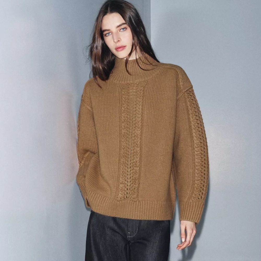 ZARA 100% WOOL TEXTURED JUMPER - Picture 6 of 9